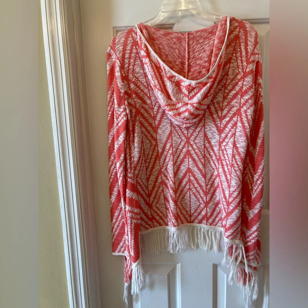 Maurice’s cardigan, orange/white chevron, size medium - Picture 3 of 4